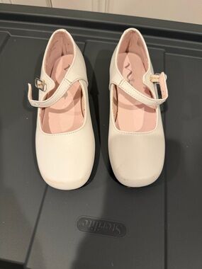 Nina White Mary Jane Dress Shoes with Pink Lining